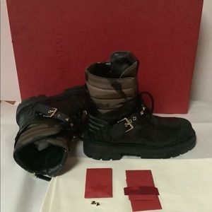 Valentino Garavani Rockstud Camouflage Combat Boots